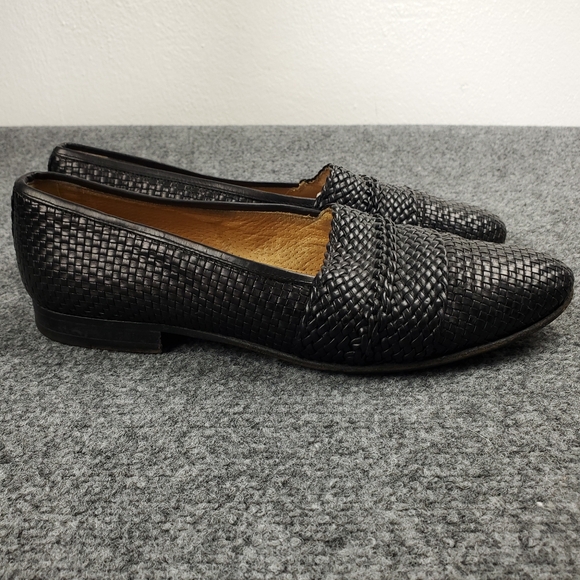 Bally Loafers Mens 9.5 Basket Weave Woven Black Leather Dress Shoes Formal Italy main image 6